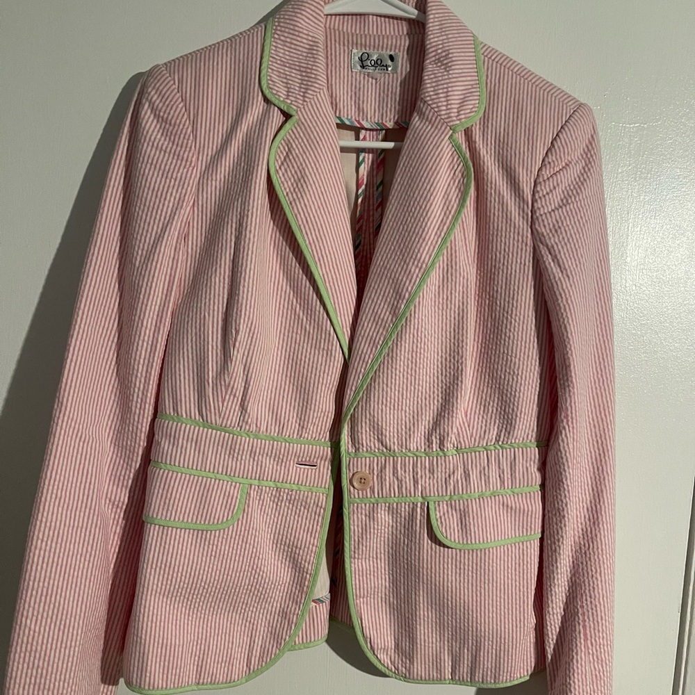 Lilly Pulitzer Pink and Green Trim Blazer